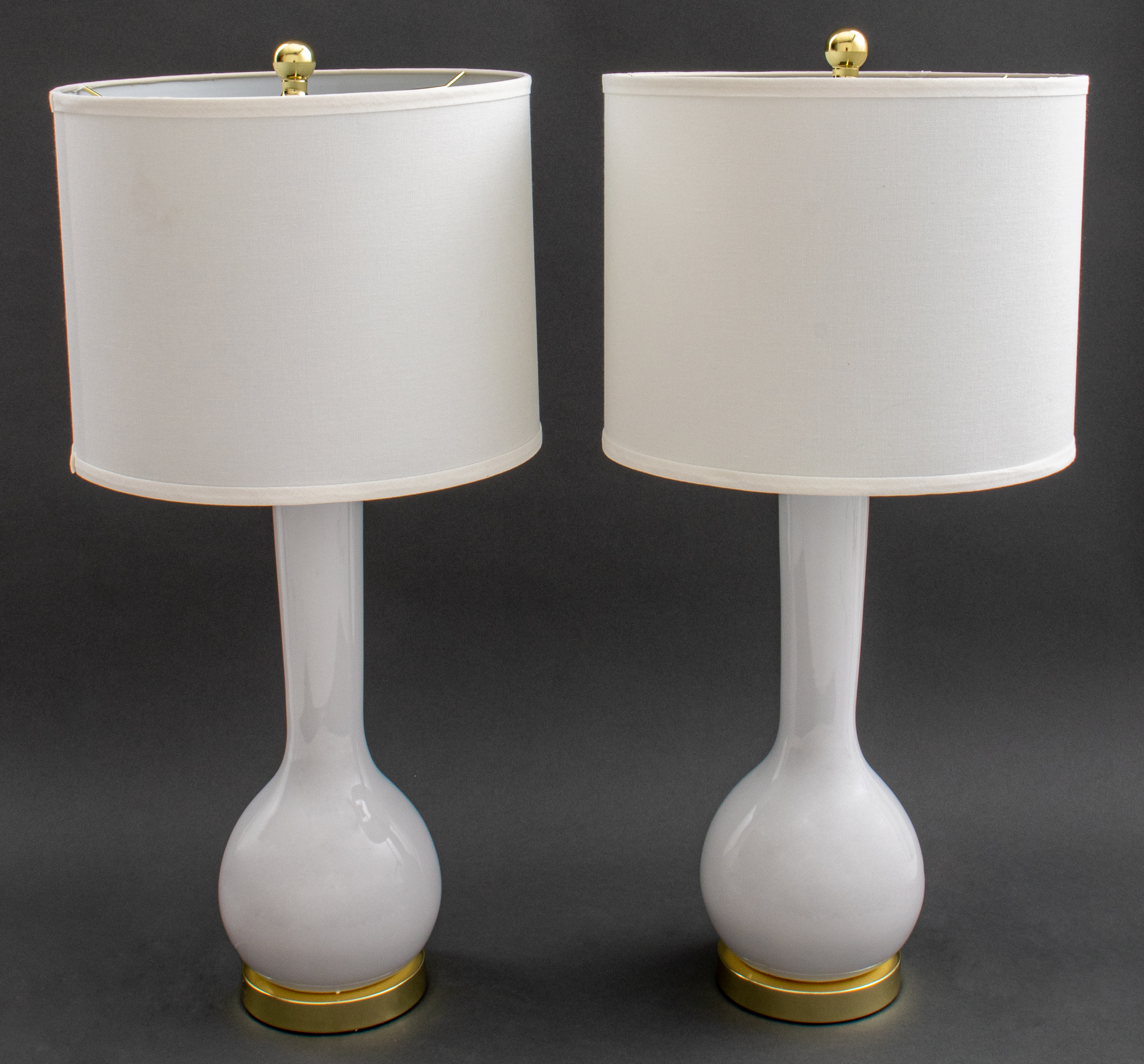 Appraisal: MODERN WHITE PORCELAIN BOTTLE VASE LAMPS PAIR Pair of modern