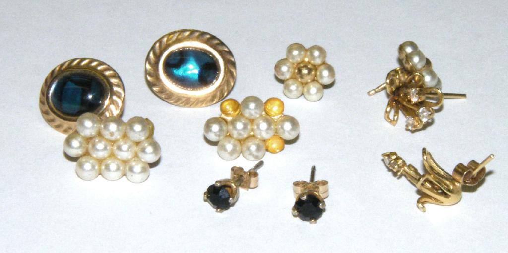 Appraisal: Five pairs of ct stone set earrings