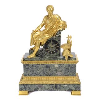 Appraisal: Monumental Gilt Bronze and Breccia Marble Mantel Clock Monumental Empire