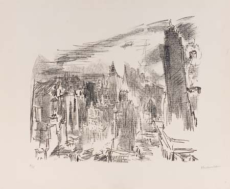 Appraisal: OSKAR KOKOSCHKA Manhattan II Lithograph - x mm x inches