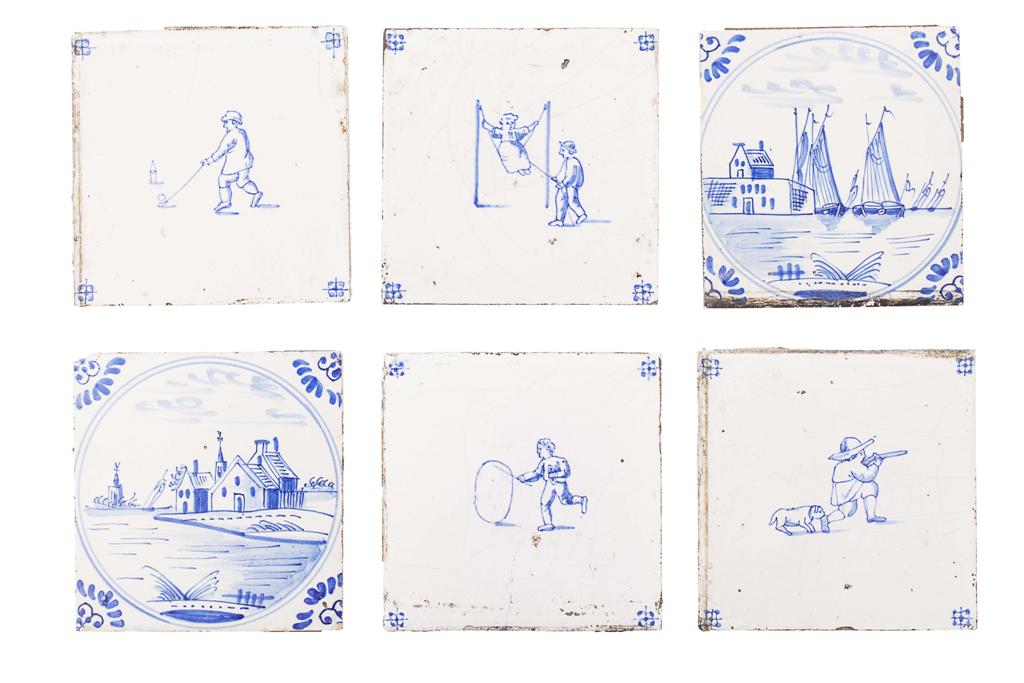 Appraisal: GROUP OF DUTCH DELFT TILES TH CENTURY blue on white