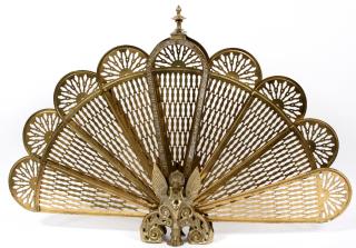 Appraisal: FRENCH STYLE FAN FORM BRASS FIRE SCREEN FRENCH STYLE FAN