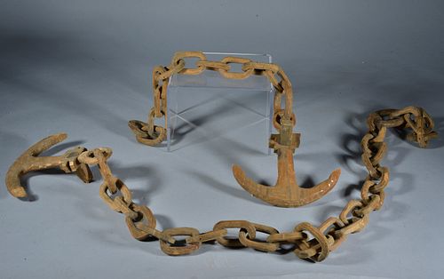 Appraisal: FOLK ART CARVED SHIPS CHAINwooden ships chain carved some loss