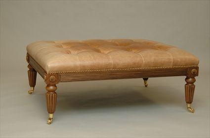 Appraisal: William IV-Style Leather-Upholstered Ottoman