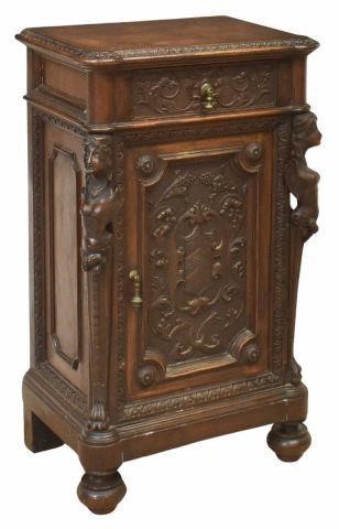 Appraisal: Renaissance Revival walnut nightstand early th c having shaped top