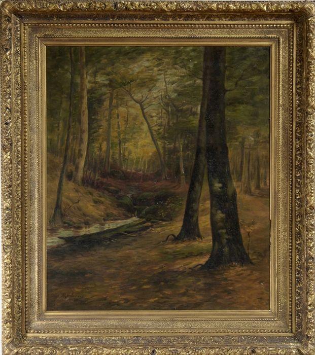 Appraisal: M E Jarvis Landscape Oil on canvas signed lower left