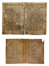 Appraisal: MANUSCRIPT LEAVES Two vellum bifolia in Latin the larger x