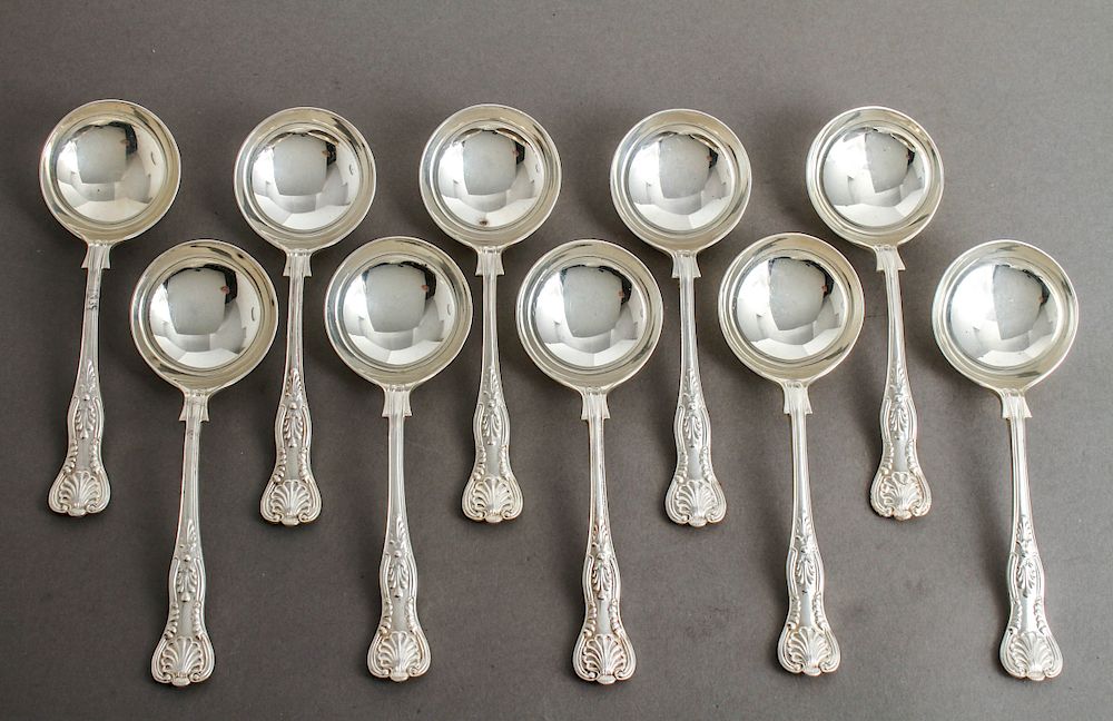 Appraisal: Silver English King Cream Soup Spoons Set of Sterling silver