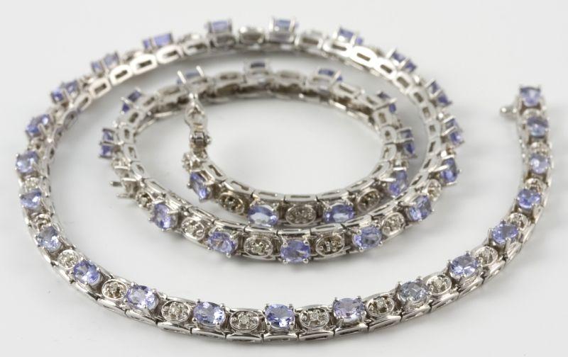 Appraisal: KT White Gold Tanzanite and Diamond Necklace consisting of oval