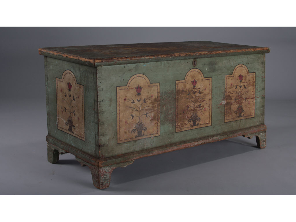 Appraisal: Paint Decorated Blanket Chest Early th c probably Southeast PA