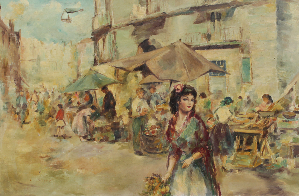 Appraisal: PITTO Guiseppe Italian - Young Beauty in a Market Scene