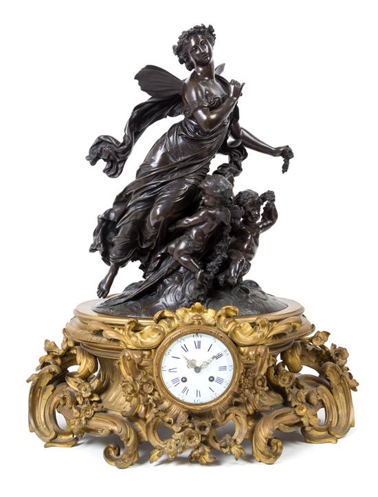 Appraisal: Sale Lot A French Gilt and Patinated Bronze Mantel Clock