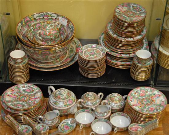 Appraisal: LARGE ROSE MEDALLION DINNER SERVICE With punch bowls Approx pieces