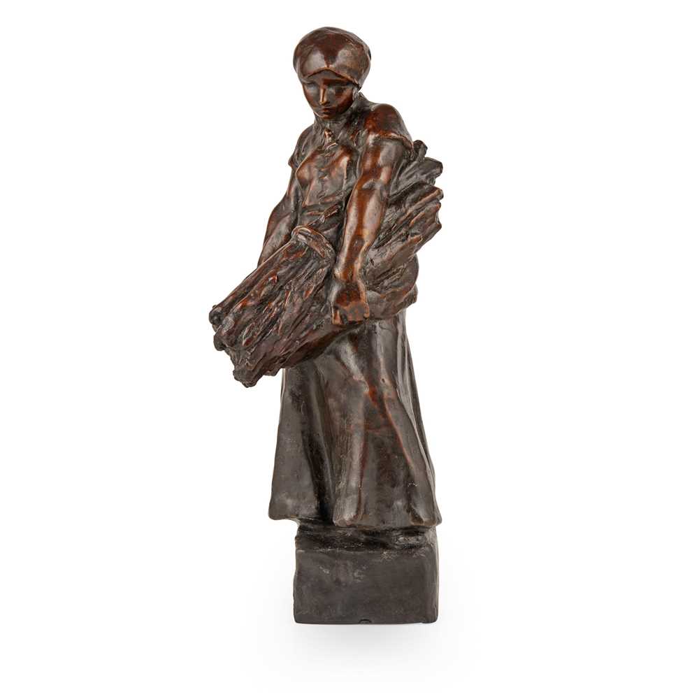 Appraisal: REGINALD FAIRFAX WELLS - GIRL GATHERING WOOD bronze cm highNote