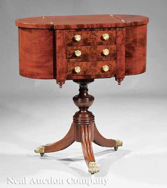 Appraisal: An American Classical Carved Mahogany Work Table early th c