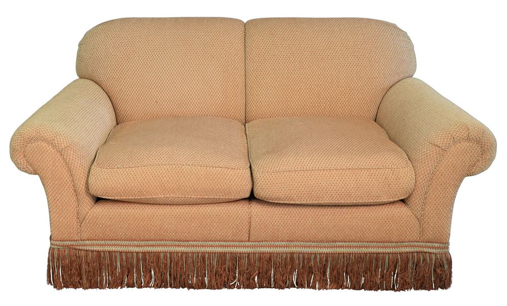 Appraisal: Pair of Custom Upholstered Loveseats to include six pillows height