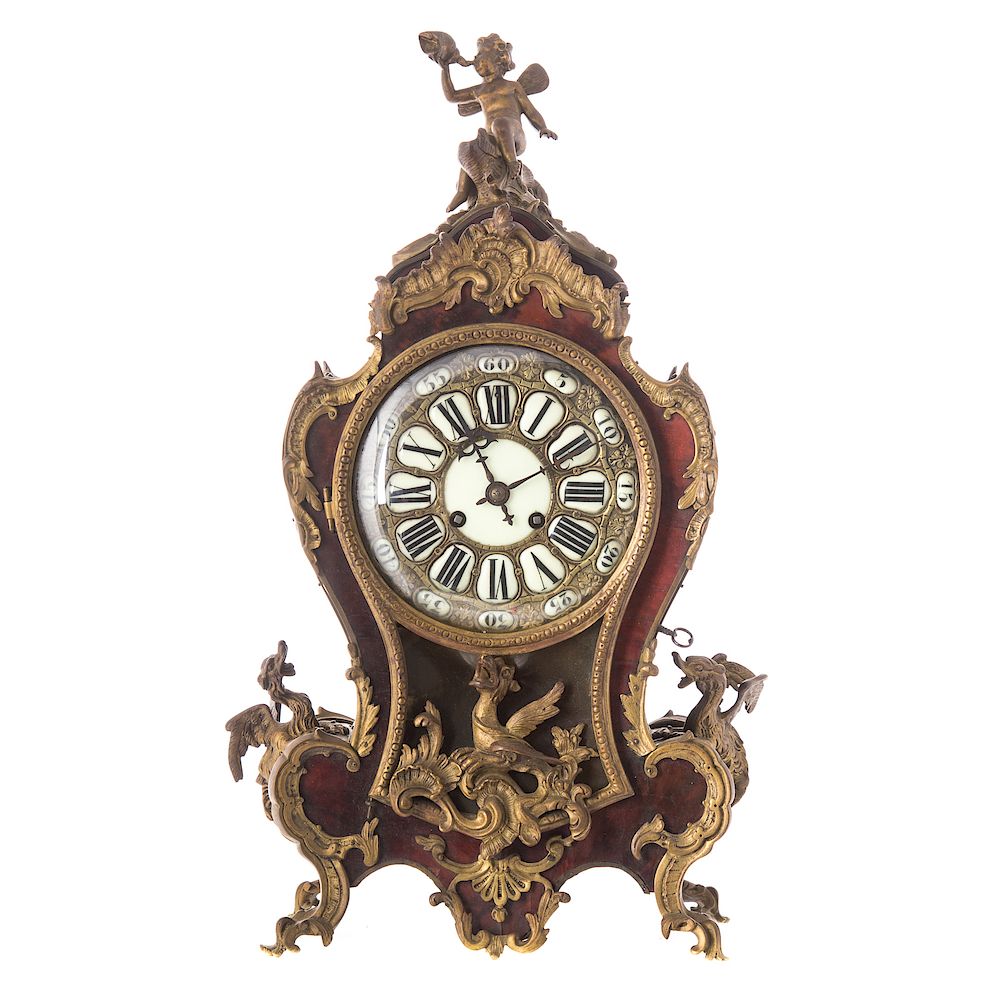 Appraisal: Louis XVI style mantel clock bombe form with gilt-metal mounts