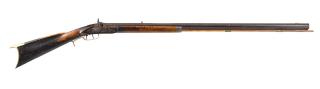 Appraisal: Leman made half stock percussion rifle caliber having a plain