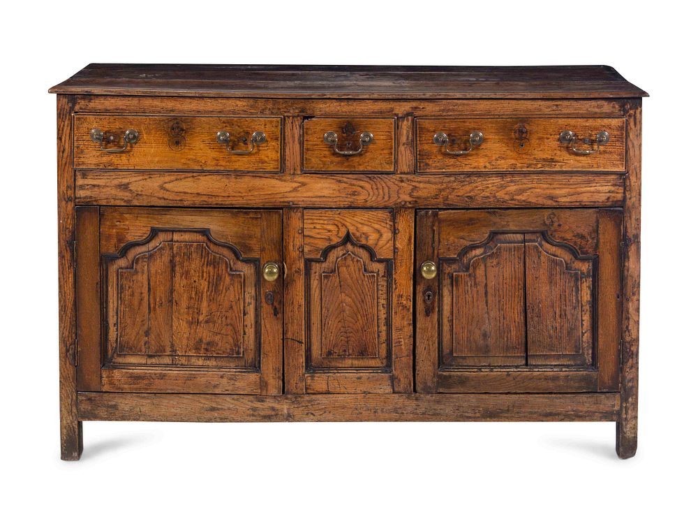 Appraisal: A George I Oak Serving Cabinet A George I Oak