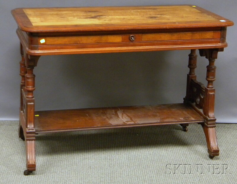 Appraisal: Victorian Renaissance Revival Carved Walnut One-drawer Library Table