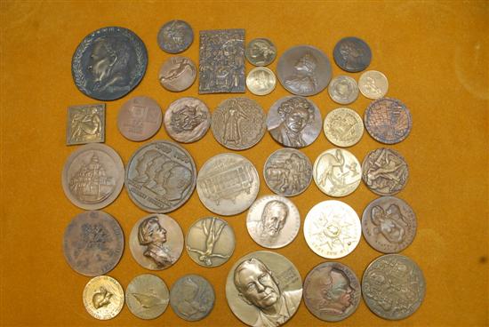 Appraisal: LARGE GROUP BRONZE MEDALLIONS Of various sizes subjects and shapes