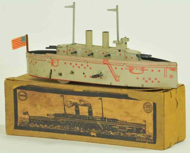 Appraisal: OROBR BOXED DESTROYER Germany c 's lithographed tin done in