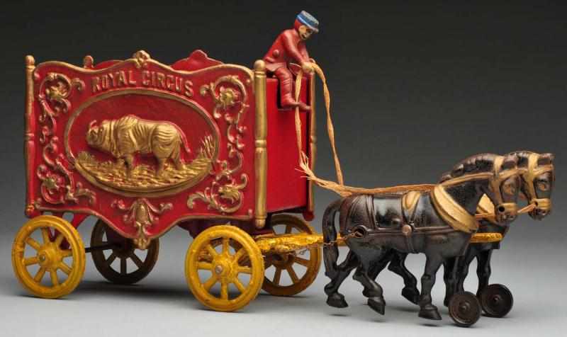 Appraisal: Cast Iron Hubley Royal Circus Rhino Van Toy Description American