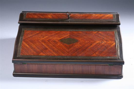 Appraisal: FRENCH KINGWOOD LAP DESK mid- th century The divided hinged