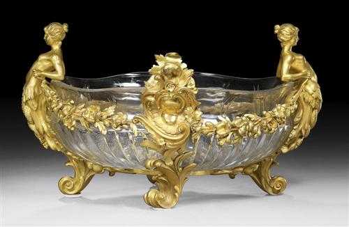 Appraisal: BOWL WITH BRONZE MOUNT AUX ONDINES Louis XV style Paris