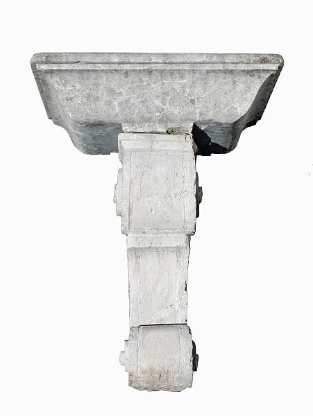 Appraisal: An Italian Baroque marble and limestone fountain basin and pedestal