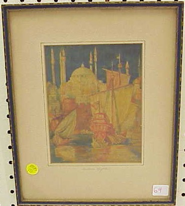 Appraisal: N Ross Parks th C watercolor scene of Hagia Sophia