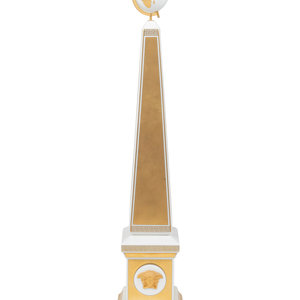 Appraisal: A Versace Carpe Diem Clock-Inset Porcelain Obelisk Manufactured by Rosenthal