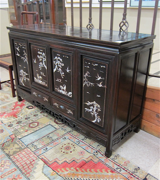 Appraisal: AN INLAID ROSEWOOD SIDE CABINET Chinese th century having four