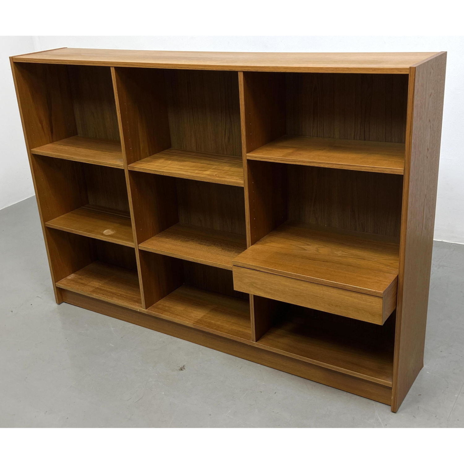 Appraisal: Teak entertainment shelf Danish style With shelf for Turntable Pressboard