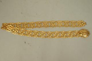 Appraisal: Middle Eastern Large Link Belt with Pierced Buckl Middle Eastern