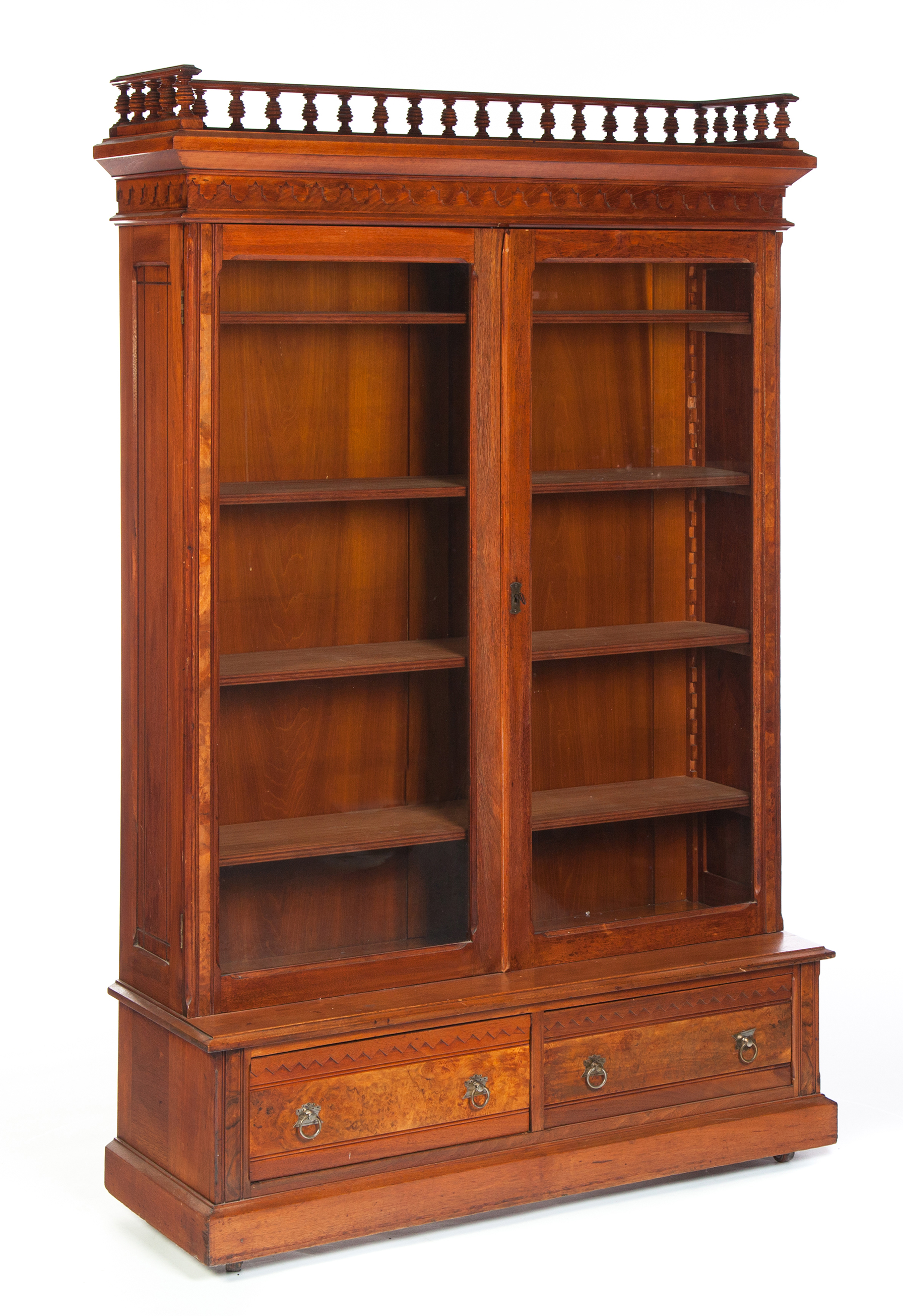 Appraisal: VICTORIAN PARLOR LIBRARY BOOKCASE American th quarter- th century walnut