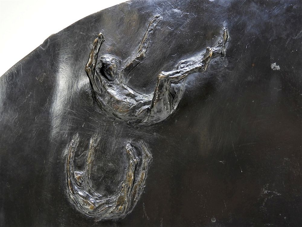 Appraisal: Lloyd Lillie Falling Man Bronze Disc Sculpture Lloyd Lillie Massachusetts