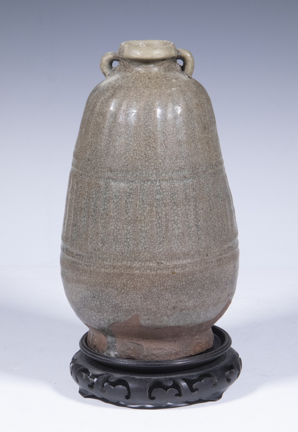 Appraisal: CHINESE STONEWARE JAR Wanli Gray Glazed Vessel Zhangzhou kiln with