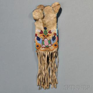 Appraisal: Blackfoot Beaded Hide Pipe Bag c late th century beaded