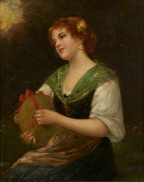 Appraisal: Josef S ss Austrian - The tambourine player signed indistinctly