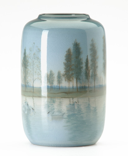 Appraisal: ROOKWOOD Rare Scenic Iris-glaze vase painted by Carl Schmidt with