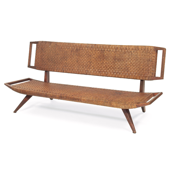 Appraisal: Paul Laszlo settee by Glenn of California bleached mahogany frame