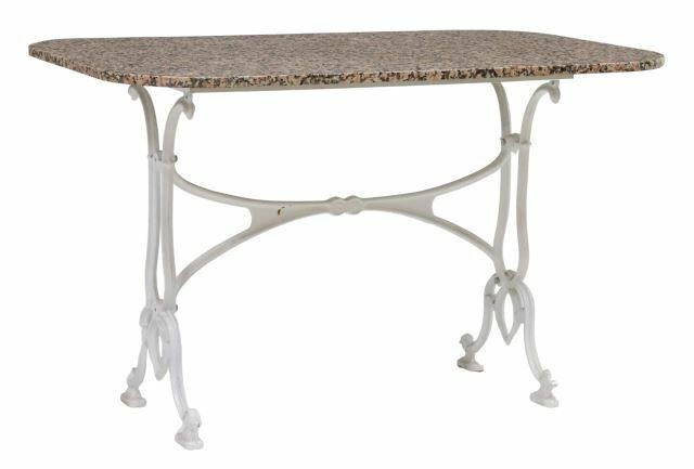 Appraisal: French Parisian granite-top cast iron bistro table early th c