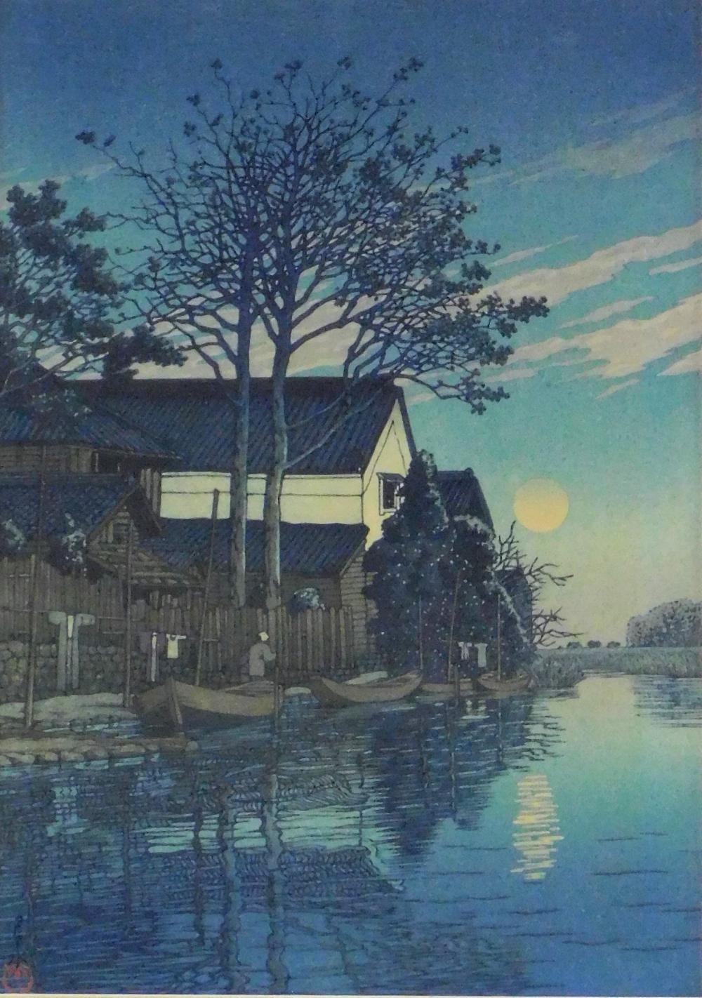 Appraisal: ASIAN HASUI KAWASE JAPANESE - WOODBLOCK PRINT FULL MOON OVER