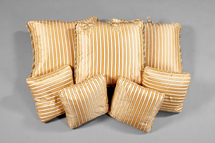 Appraisal: Seven-Piece Suite of French Silk Sofa Pillows in the Louis