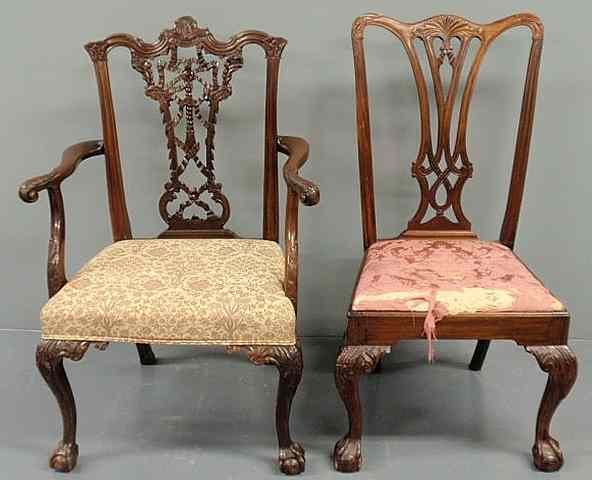 Appraisal: Chippendale style mahogany armchair h x w x d seat