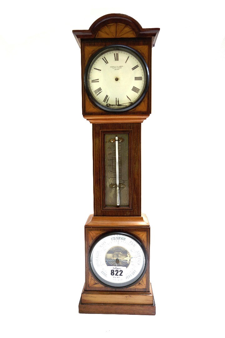 Appraisal: A rosewood and mahogany timepiece compendium in the form of