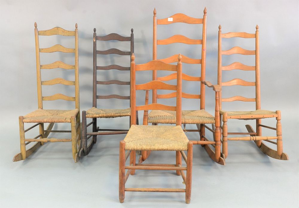 Appraisal: Four piece lot to include Shaker five slat rockers plus