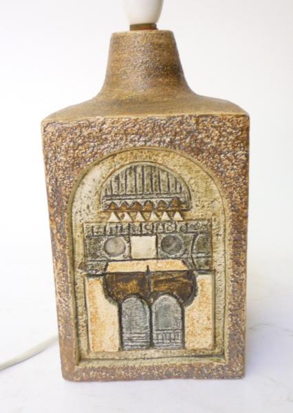 Appraisal: A TROIKA EARTHENWARE LAMP BASE by Alison Brigden of square