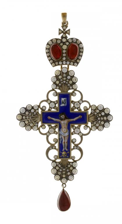 Appraisal: A CONTINENTAL SILVER GILT ENAMEL AND PASTE PECTORAL CROSS the